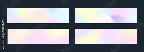 Holography vector banner set isolated on black background multicoloured for book, printing, poster, billboard, advertisement, packaging, brochure, collage, wallpaper. 10 eps