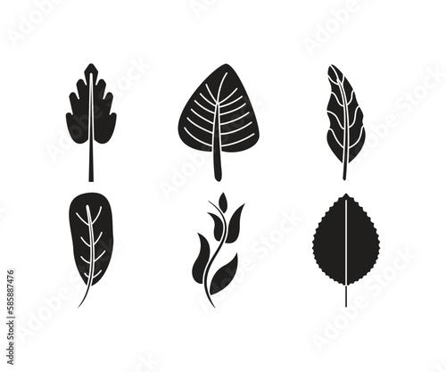 leaf and stalk icons line illustration