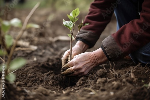 person planting a plant