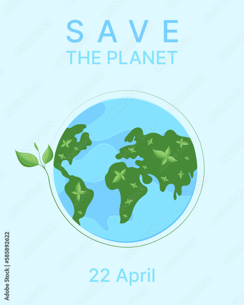 Earth Day banner or poster. Save the planet.Vector illustration.