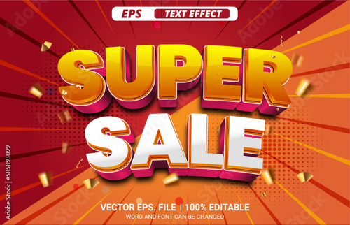 Super sale 3d editable vector text effect design