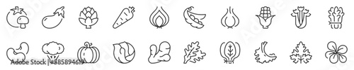 Vegetables thin line icon set 1 of 2. Symbol collection in transparent background. Editable vector stroke. 512x512 Pixel Perfect.