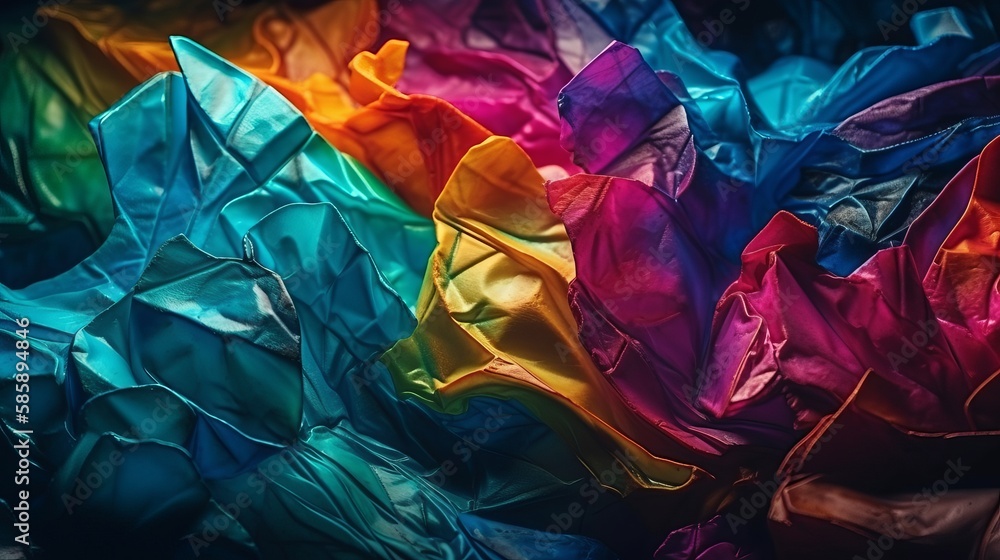 Obraz premium Wrinkled Color Paper Generative AI