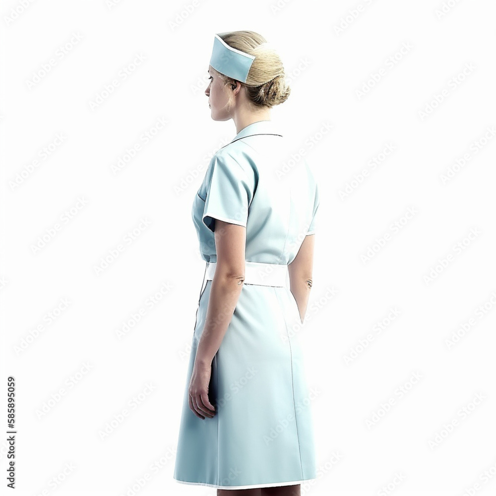 young nurse in white clothes on white background, isolated, studio shot, created with Generative AI Technology young nurse in white clothes on white background, isolated, studio shot, created with Generative AI Technology