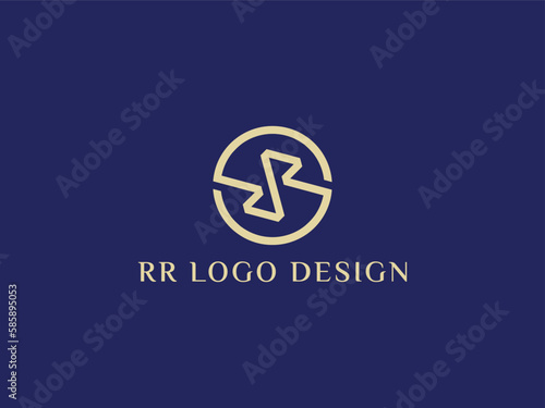 R and RR logo design vector