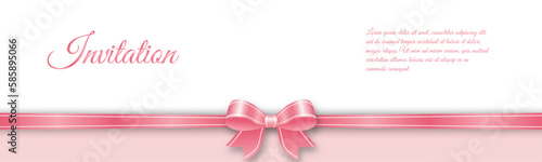 Pink satin ribbon with a bow. Template for background, greeting card, banner, greeting card, poster, invitation and creative design