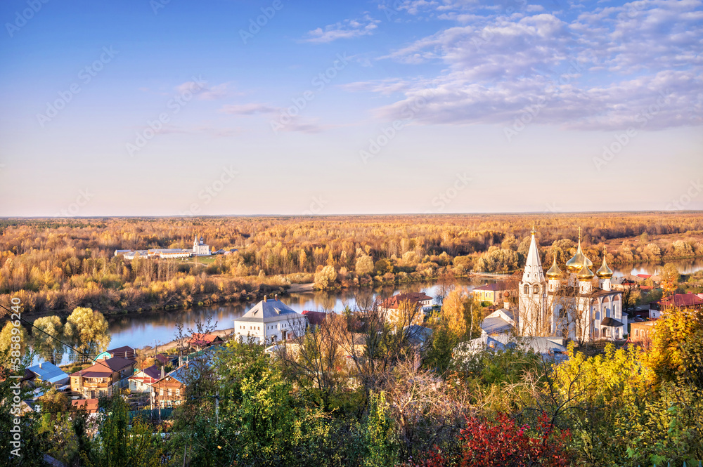 View of the Klyazma and the Annunciation Cathedral from the observation deck of the Nikolsky Monastery, Gorokhovets