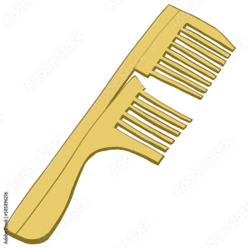 wooden comb with broken teeth
