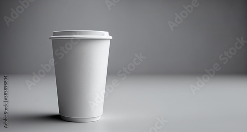 Wallpaper Mural Banner white paper cup of coffee with a plastic lid on a gray background with copy space. Generative AI Torontodigital.ca