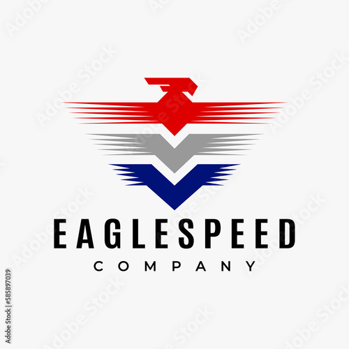 Modern line eagle speed logo design template