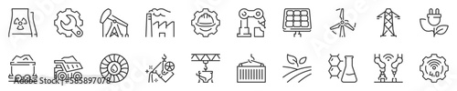 Industries thin line icon set. Symbol collection in transparent background. Editable vector stroke. 512x512 Pixel Perfect.