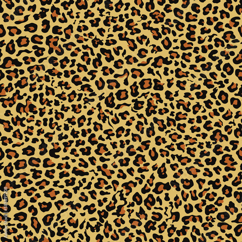  Animal leopard pattern yellow seamless print, vector fashion design for textile. Yellow cat background.