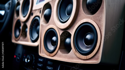 car audio system speakers, bass music in the car generative ai