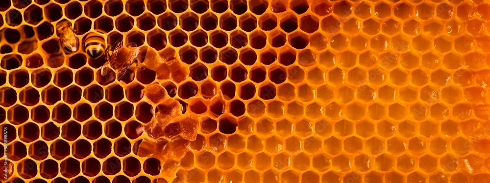 honeycomb banner. Generative AI,