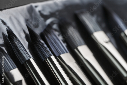 A set of art brushes for drawing on a black background © Alexander