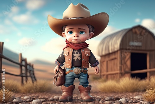 Cute Cartoon Cowboy on a Ra...