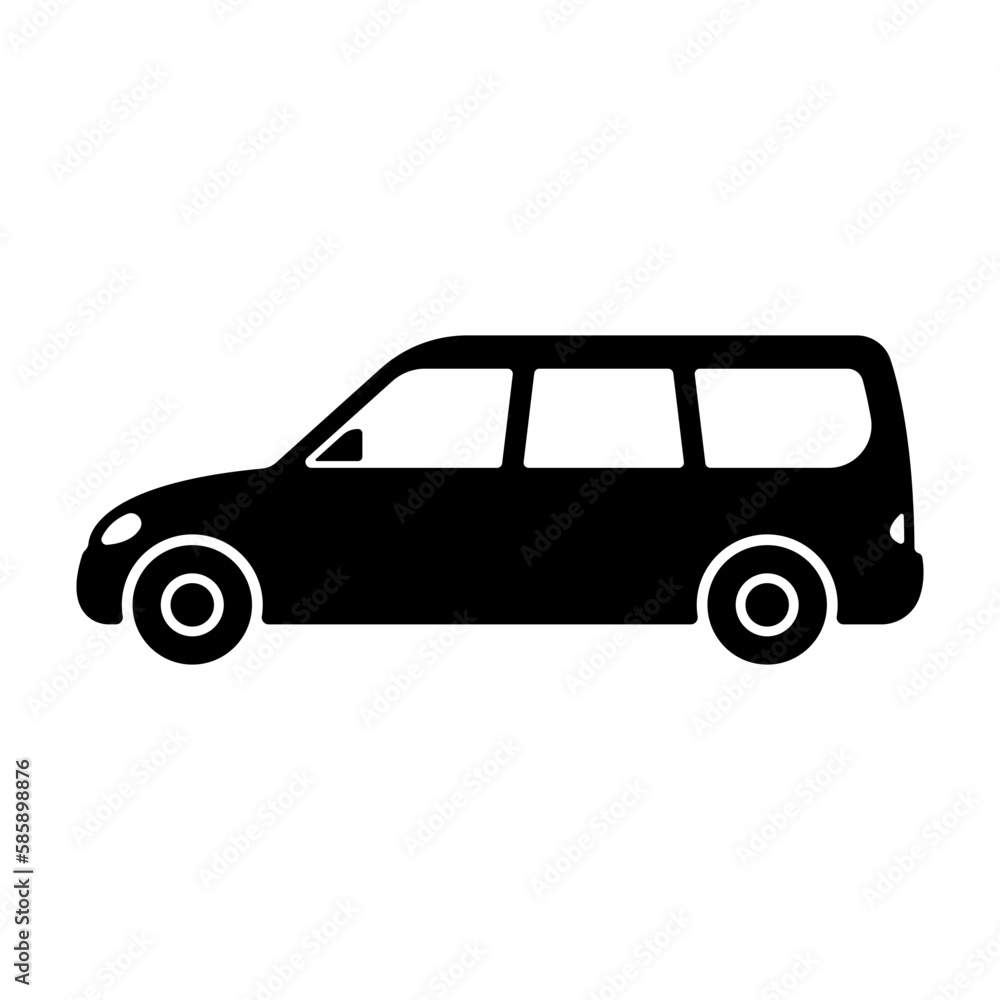 Car icon. Black silhouette. Side view. Vector simple flat graphic illustration. Isolated object on a white background. Isolate.