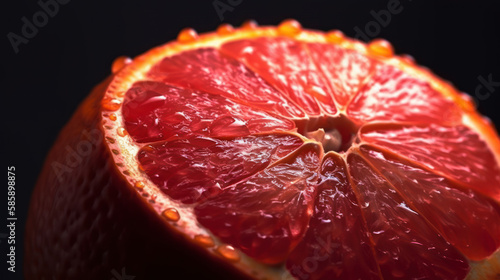 juicy red grapefruit fruit closeup generative ai