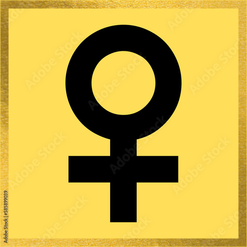 Female gender symbol illustration image on yellow background