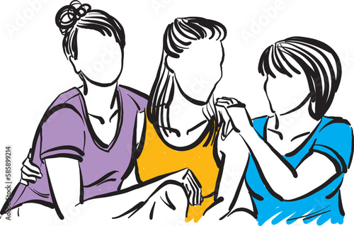 three women together happy friendship concept vector illustration