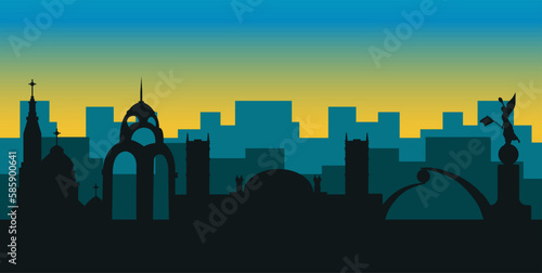 Kharkov famous places skyline silhouette vector illustration