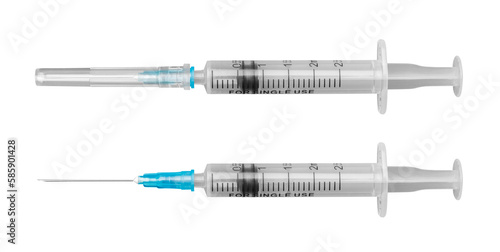 Disposable syringe on a transparent background. isolated object. Element for design