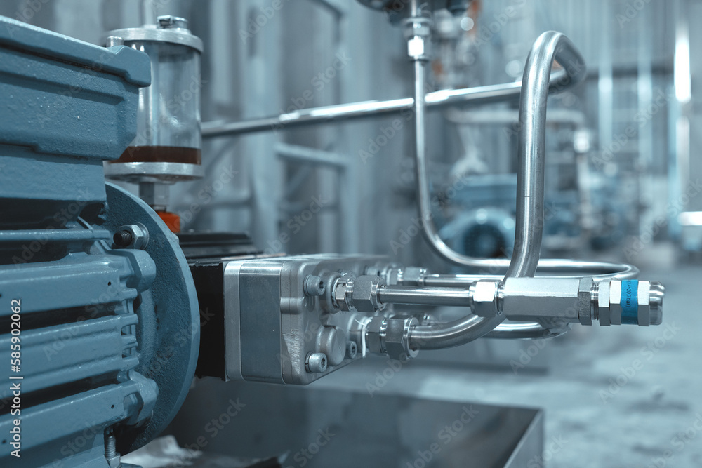 New additive pump station with tanks, pumps and electrical motors in petrochemical technology New additive pump station with tanks, pumps and electrical motors in petrochemical technology