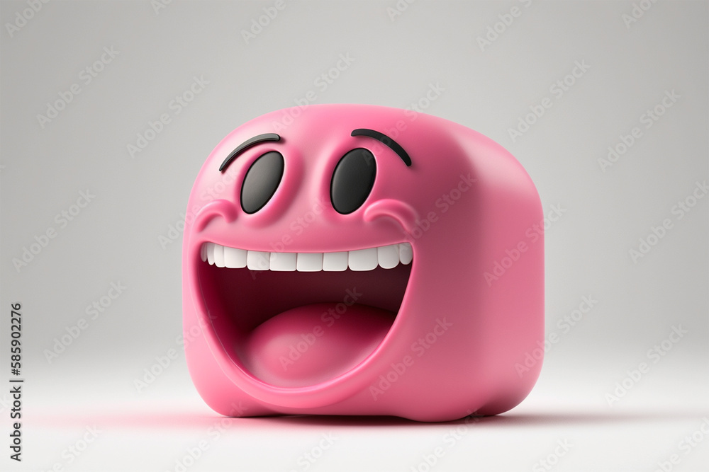 Fototapeta premium 3d pink smiley face on isolated background.Created with generative ai