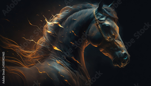 Horse animal abstract wallpaper. Contrast background stallion in vivid colors generative ai