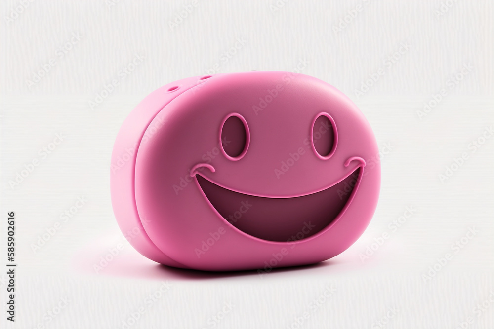 Fototapeta premium 3d pink smiley face on isolated background.Created with generative ai