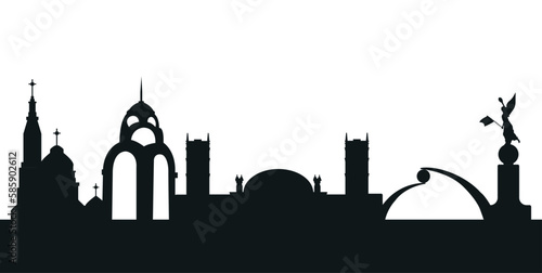 Kharkov famous places skyline silhouette vector illustration