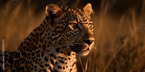 Leopard in Masai Mara National Reserve Generative AI © bahadirbermekphoto