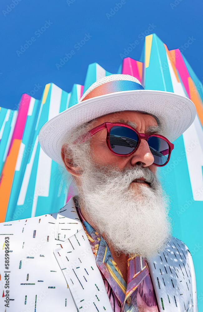 Generative AI illustration of portrait of fashion photo of a 50 years