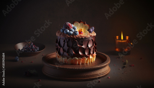 Chocolaty cake with fudgy frosting photo