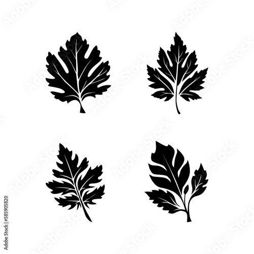 leaf logo flat design black and white silhouette © ahmadilham