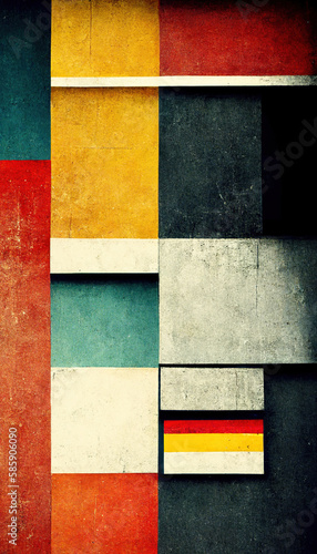Abstract Bauhaus style background. Trendy aesthetic Bauhaus architecture design. Generative AI.
