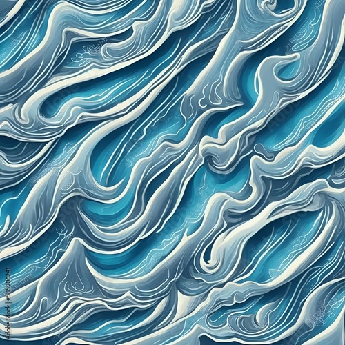 seamless pattern with waves - abstract ocean waves background - Generative AI