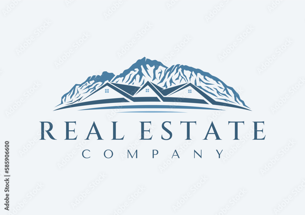 Elegant mountain peak home logo design branding