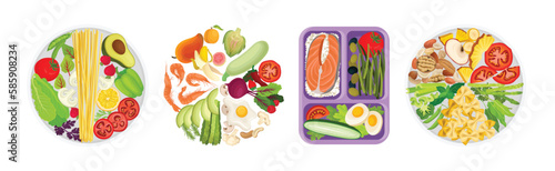 Healthy Natural Food and Organic Products Vector Composition Set