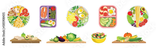 Fototapeta Naklejka Na Ścianę i Meble -  Healthy Natural Food and Organic Products Vector Composition Set