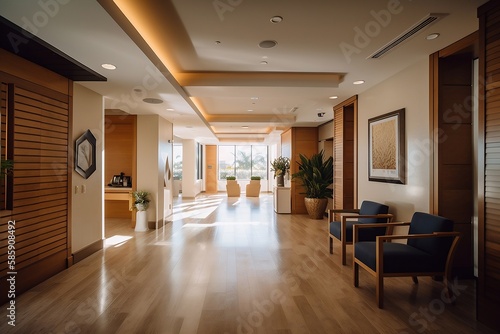 Modern new corridor, stylish and luxurious decor, generative ai © pawczar