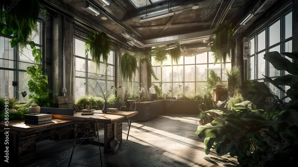 room for regeneration in a corporate office, filled with nature generative art room for regeneration in a corporate office, filled with nature generative art