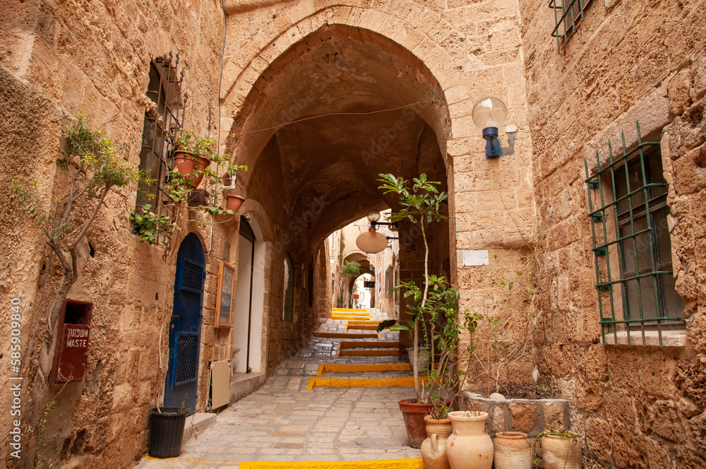 The narrow streets of Jaffa in Tel Aviv, Israel