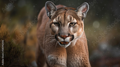 a portrait of a wild cougar. Generative AI © jr-art
