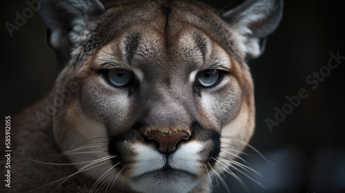 a portrait of a wild cougar. Generative AI