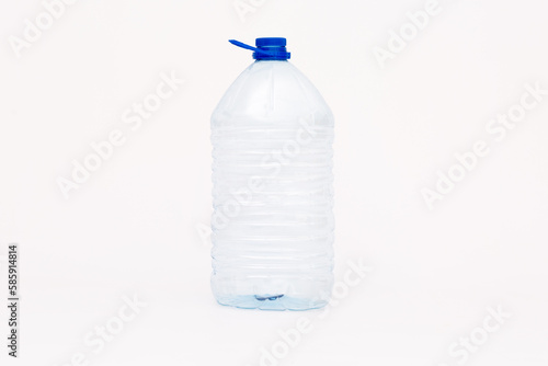 empty transparent plastic bottle isolated on white background