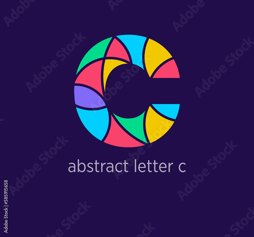 Modern abstract letter c logo icon. Unique mosaic design color transitions. Colorful letter c template. vector.