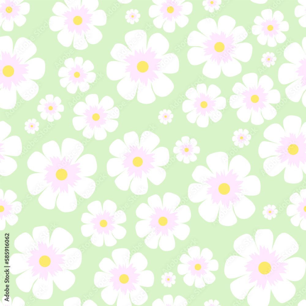 Seamless vector pattern with nice white flowers on a light green background Seamless vector pattern with nice white flowers on a light green background