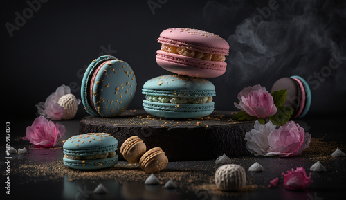 Scrumptious macarons with mouth-watering taste photo