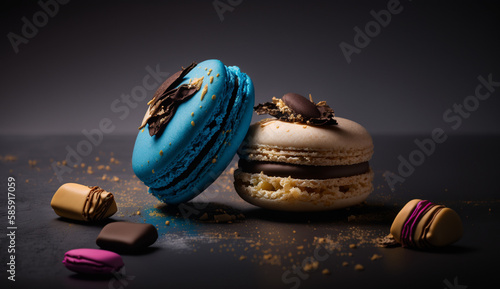 Colorful macarons with bright hues photo
